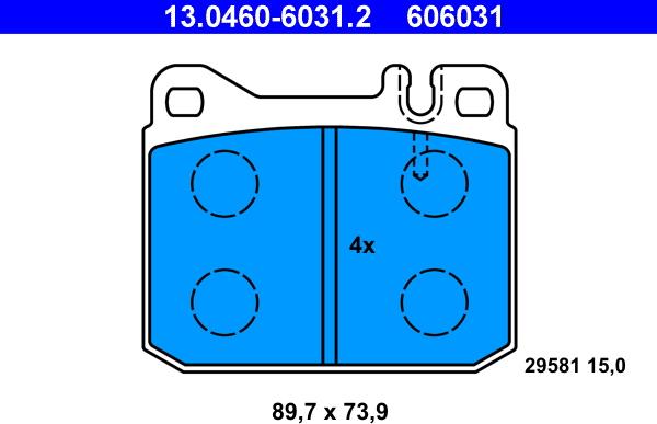 ATE 13.0460-6031.2 - Kit pastiglie freno, Freno a disco autozon.pro