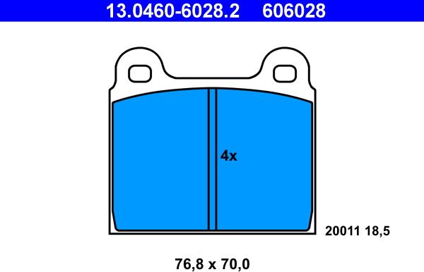 ATE 13.0460-6028.2 - Kit pastiglie freno, Freno a disco autozon.pro