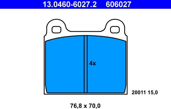 ATE 13.0460-6027.2 - Kit pastiglie freno, Freno a disco autozon.pro