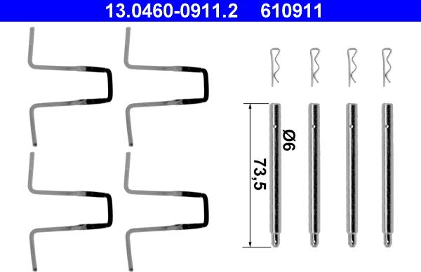 ATE 13.0460-0911.2 - Kit accessori, Pastiglia freno autozon.pro