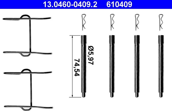 ATE 13.0460-0409.2 - Kit accessori, Pastiglia freno autozon.pro