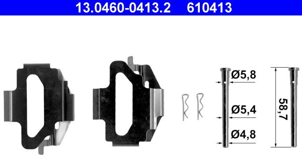 ATE 13.0460-0413.2 - Kit accessori, Pastiglia freno autozon.pro