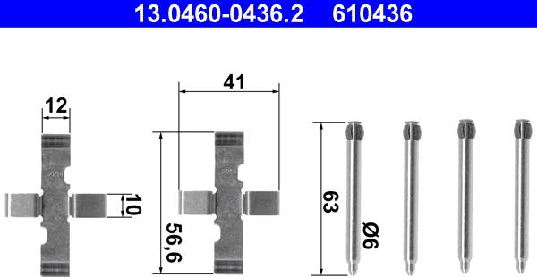 ATE 13.0460-0436.2 - Kit accessori, Pastiglia freno autozon.pro