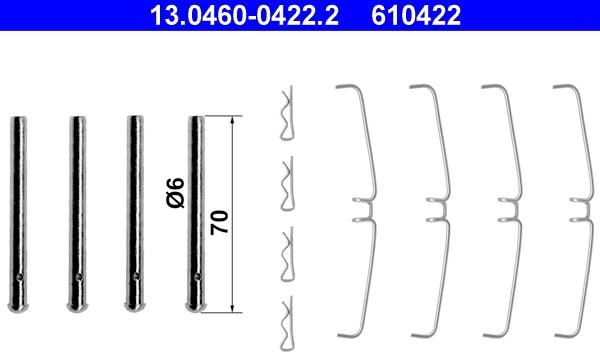 ATE 13.0460-0422.2 - Kit accessori, Pastiglia freno autozon.pro