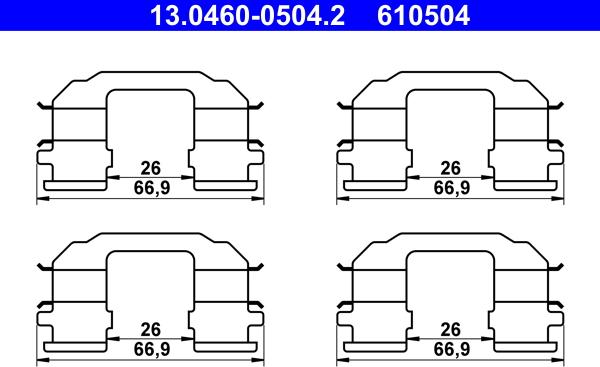 ATE 13.0460-0504.2 - Kit accessori, Pastiglia freno autozon.pro