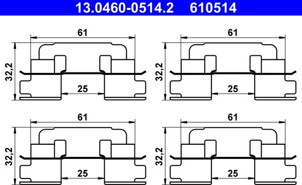 ATE 13.0460-0514.2 - Kit accessori, Pastiglia freno autozon.pro