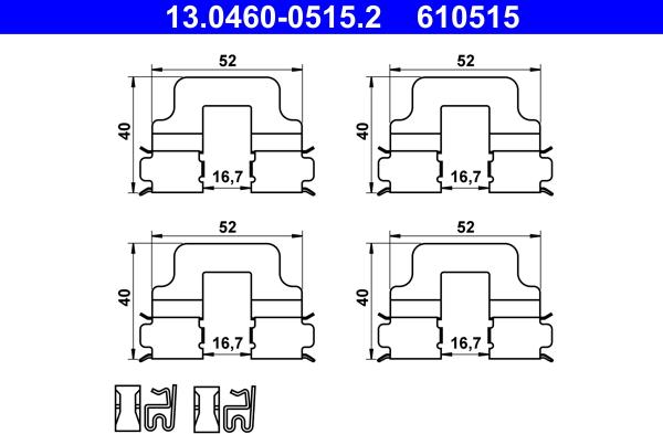 ATE 13.0460-0515.2 - Kit accessori, Pastiglia freno autozon.pro