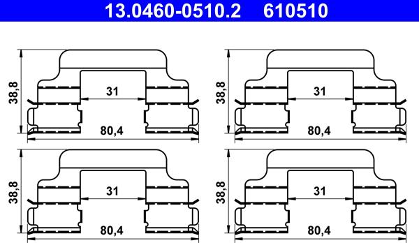 ATE 13.0460-0510.2 - Kit accessori, Pastiglia freno autozon.pro