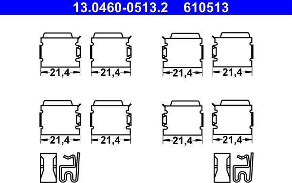 ATE 13.0460-0513.2 - Kit accessori, Pastiglia freno autozon.pro