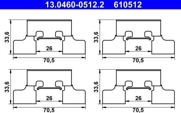 ATE 13.0460-0512.2 - Kit accessori, Pastiglia freno autozon.pro