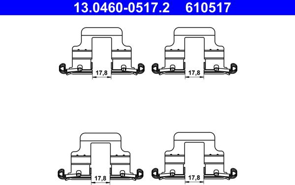 ATE 13.0460-0517.2 - Kit accessori, Pastiglia freno autozon.pro