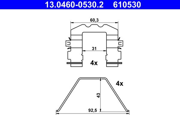 ATE 13.0460-0530.2 - Kit accessori, Pastiglia freno autozon.pro