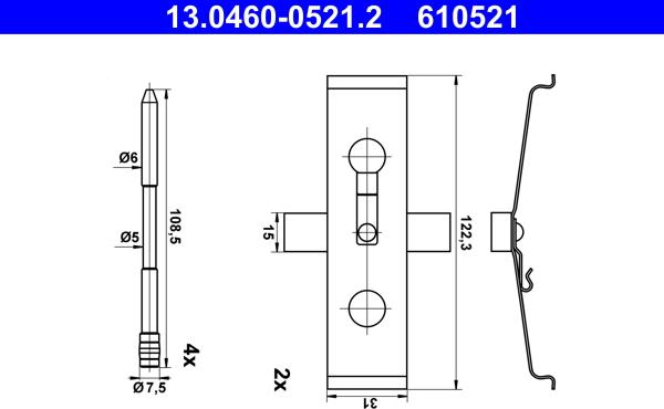 ATE 13.0460-0521.2 - Kit accessori, Pastiglia freno autozon.pro