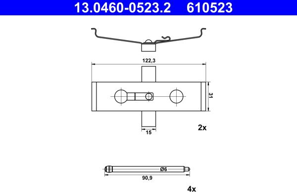 ATE 13.0460-0523.2 - Kit accessori, Pastiglia freno autozon.pro