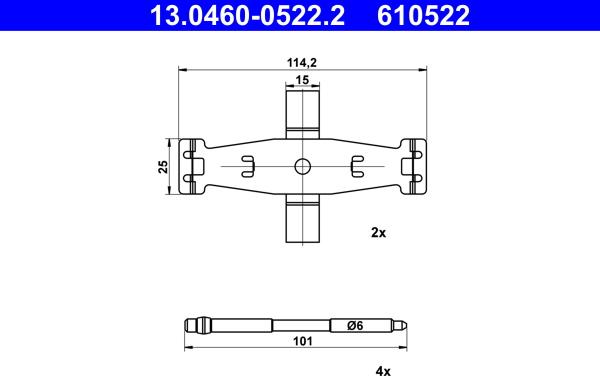 ATE 13.0460-0522.2 - Kit accessori, Pastiglia freno autozon.pro