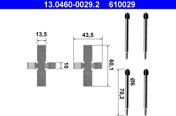 ATE 13.0460-0029.2 - Kit accessori, Pastiglia freno autozon.pro