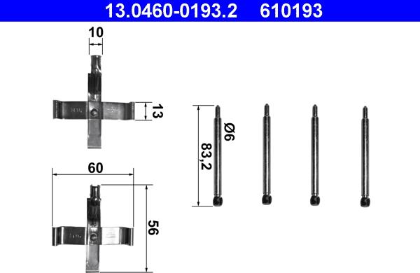 ATE 13.0460-0193.2 - Kit accessori, Pastiglia freno autozon.pro