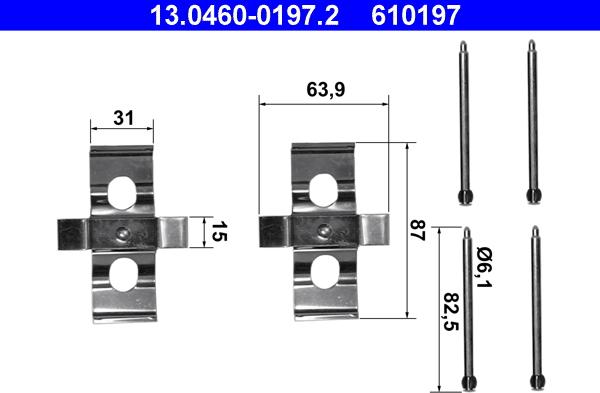 ATE 13.0460-0197.2 - Kit accessori, Pastiglia freno autozon.pro