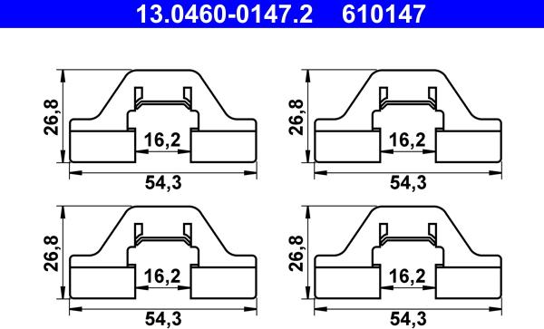 ATE 13.0460-0147.2 - Kit accessori, Pastiglia freno autozon.pro