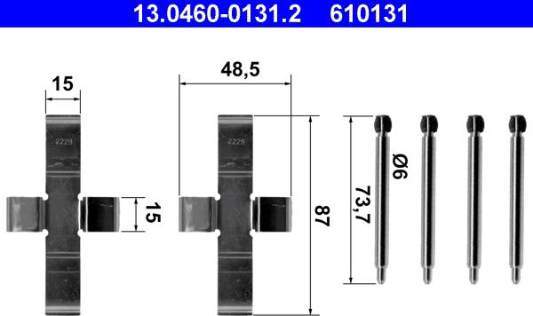 ATE 13.0460-0131.2 - Kit accessori, Pastiglia freno autozon.pro