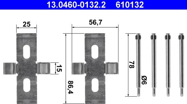 ATE 13.0460-0132.2 - Kit accessori, Pastiglia freno autozon.pro