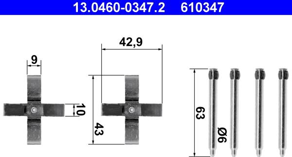 ATE 13.0460-0347.2 - Kit accessori, Pastiglia freno autozon.pro