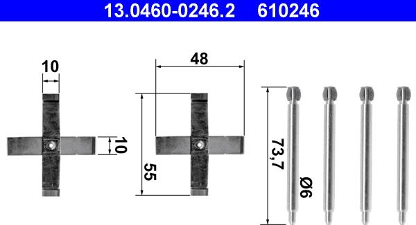 ATE 13.0460-0246.2 - Kit accessori, Pastiglia freno autozon.pro