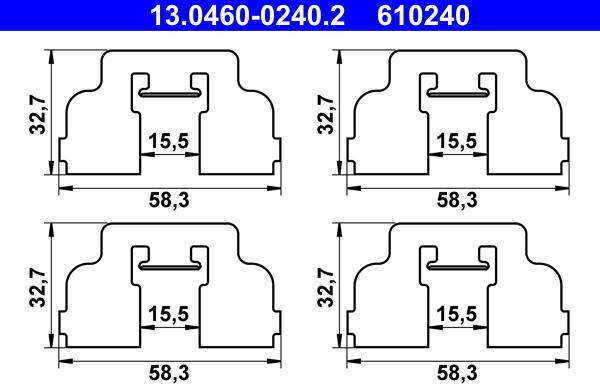 ATE 13.0460-0240.2 - Kit accessori, Pastiglia freno autozon.pro