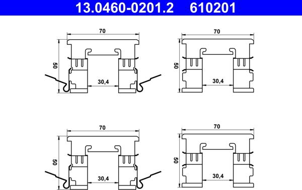 ATE 13.0460-0201.2 - Kit accessori, Pastiglia freno autozon.pro