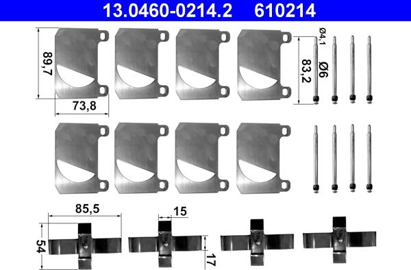 ATE 13.0460-0214.2 - Kit accessori, Pastiglia freno autozon.pro