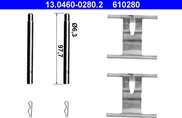 ATE 13.0460-0280.2 - Kit accessori, Pastiglia freno autozon.pro