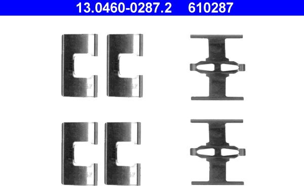 ATE 13.0460-0287.2 - Kit accessori, Pastiglia freno autozon.pro