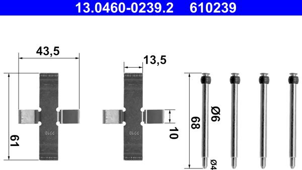 ATE 13.0460-0239.2 - Kit accessori, Pastiglia freno autozon.pro