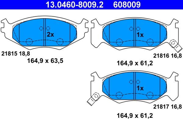 ATE 13.0460-8009.2 - Kit pastiglie freno, Freno a disco autozon.pro