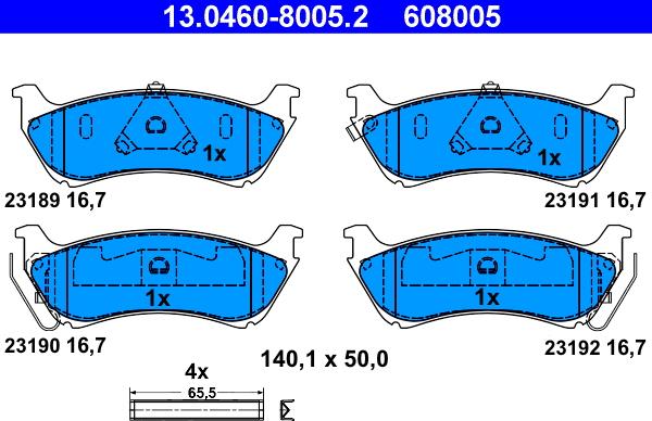 ATE 13.0460-8005.2 - Kit pastiglie freno, Freno a disco autozon.pro