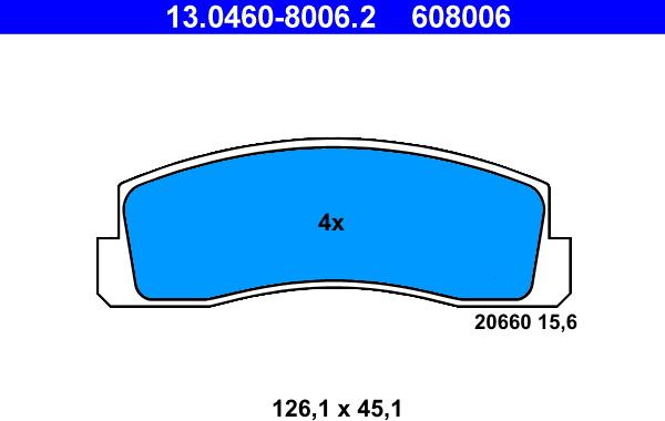 ATE 13.0460-8006.2 - Kit pastiglie freno, Freno a disco autozon.pro