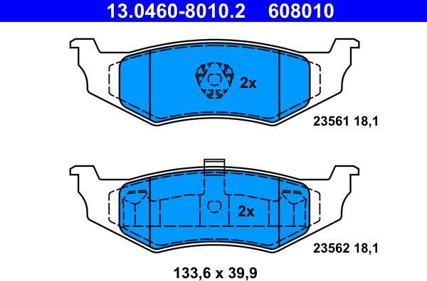 ATE 13.0460-8010.2 - Kit pastiglie freno, Freno a disco autozon.pro