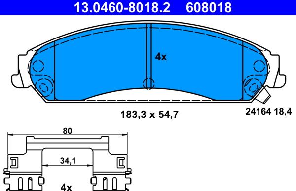 ATE 13.0460-8018.2 - Kit pastiglie freno, Freno a disco autozon.pro