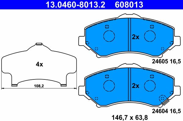 ATE 13.0460-8013.2 - Kit pastiglie freno, Freno a disco autozon.pro