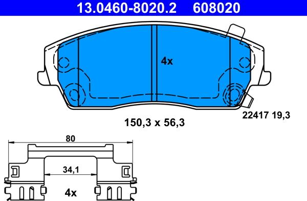 ATE 13.0460-8020.2 - Kit pastiglie freno, Freno a disco autozon.pro