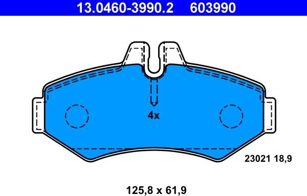 ATE 13.0460-3990.2 - Kit pastiglie freno, Freno a disco autozon.pro