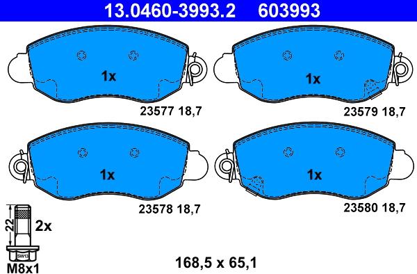 ATE 13.0460-3993.2 - Kit pastiglie freno, Freno a disco autozon.pro