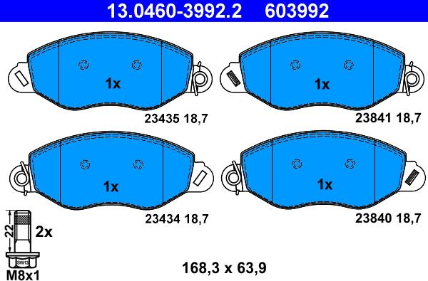 ATE 13.0460-3992.2 - Kit pastiglie freno, Freno a disco autozon.pro