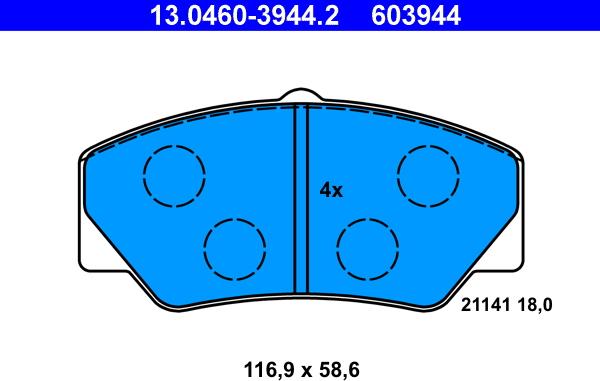 ATE 13.0460-3944.2 - Kit pastiglie freno, Freno a disco autozon.pro