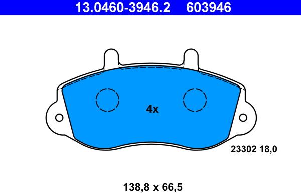 ATE 13.0460-3946.2 - Kit pastiglie freno, Freno a disco autozon.pro