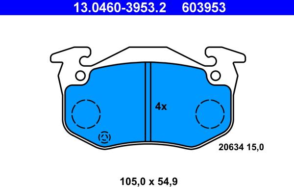 ATE 13.0460-3953.2 - Kit pastiglie freno, Freno a disco autozon.pro