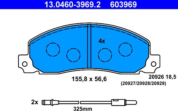 ATE 13.0460-3969.2 - Kit pastiglie freno, Freno a disco autozon.pro