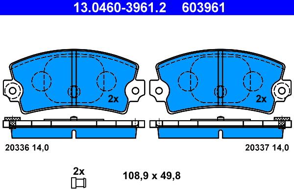 ATE 13.0460-3961.2 - Kit pastiglie freno, Freno a disco autozon.pro