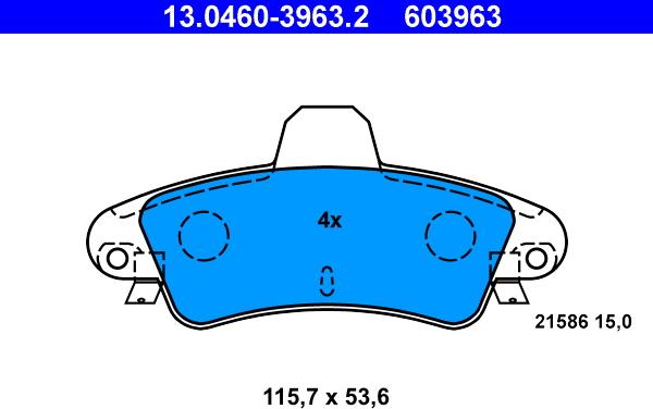 ATE 13.0460-3963.2 - Kit pastiglie freno, Freno a disco autozon.pro