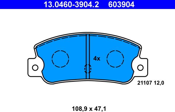 ATE 13.0460-3904.2 - Kit pastiglie freno, Freno a disco autozon.pro